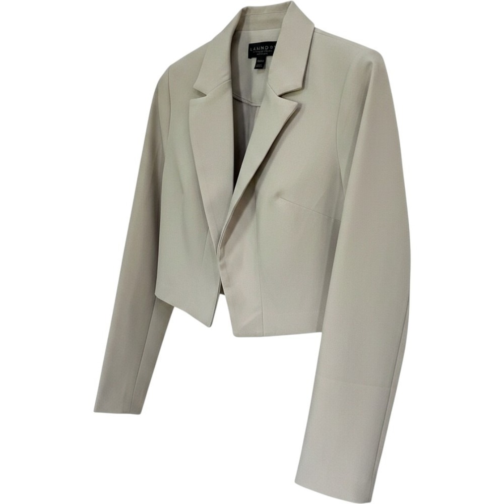 Laundry by Shelli Segal Womens Beige Cropped Open Front Blazer Size S L1WR2014